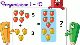 Belajar Penjumlahan 1  10 l Matematikan penjumlahan Kelas 1 SD MI I Belajar berhitung penjumlahan [upl. by Elleynod]