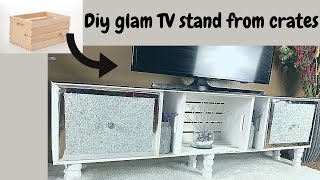 EASY GLAMOROUS TV STAND  A quick DIY for making an elegant TV stand using wooden crates [upl. by Eyt]