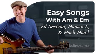 3 Easy Songs on Guitar using Em and Am  Guitar for Beginners [upl. by Karilynn]