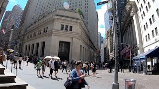 ⁴ᴷ Quick walk in NYC through Wall Street and the Financial District during lunchtime [upl. by Monsour]