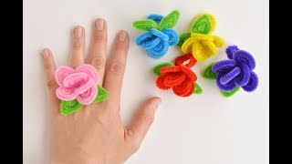 How to Make Pipe Cleaner Flower Rings [upl. by Nnyletak396]