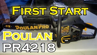 First Start of Poulan Pro PR4218 Chainsaw [upl. by Zildjian660]