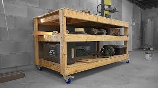 Simple DIY Mobile Workbench From 2x4s  Woodworking [upl. by Anirdua]