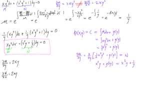 Nonexact differential equation with integrating factor example [upl. by Ellimac41]