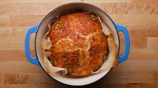 DutchOven Cheddar Jalapeño Bread [upl. by Ahsimek]