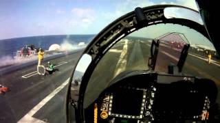 FA 18 Hornet Cockpit View Catapult Launch Takeoff  Aircraft Carrier [upl. by Rizzi]