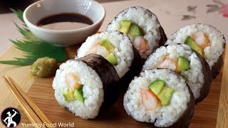 How to make SUSHI at home Simple and Easy SUSHI recipe for beginners  Yummy Food World [upl. by Yumuk]