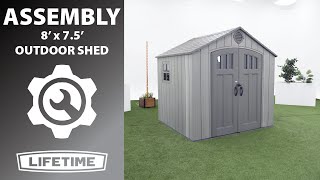 Lifetime 8 x 75 Outdoor Shed  Lifetime Assembly Video [upl. by Deehahs]