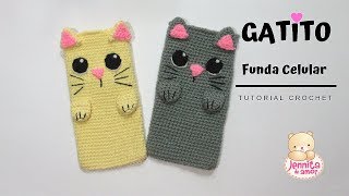 GATITO FUNDA CELULAR Amigurumi Tutorial Crochet [upl. by Eselahs]