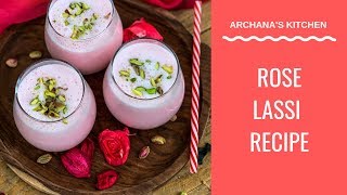 Rose Lassi Recipe  Indian Drinks Recipes By Archanas Kitchen [upl. by Pavlish]