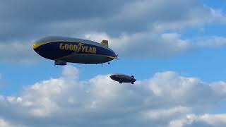 2 Goodyear Blimps flying at Wingfoot Lake hangar [upl. by Dupre]