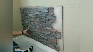 How to Install Stacked Stone  Faux Stone Wall Panels [upl. by Aicineohp]