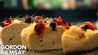 Olive Rosemary and Tomato Focaccia  Gordon Ramsay [upl. by Schilt]