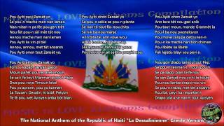 Haiti National Anthem CREOLE Version with music vocal and lyrics wEnglish Translation [upl. by Barna]