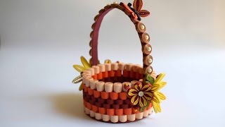 Quilled Basket Part 1 Paper Basket Quilling Basket Quilled Flower Basket [upl. by Ayekehs]