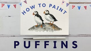 How To Paint Watercolour Puffins [upl. by Anairt]