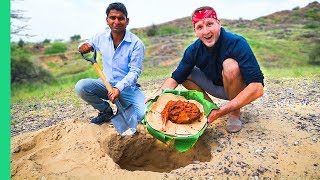 RARE Indian Desert Food Cooking Underground Rajasthani Style Khad Lamb [upl. by Llednew]