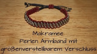 Makramee Perlen Armband mit größenverstellbarem Verschluss  DIY [upl. by Mishaan60]