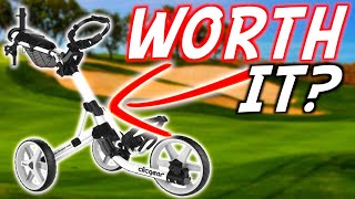 CLICGEAR 40 PUSH CART 6 MONTH REVIEW Is It The Best Golf Push Cart Clic gear footage [upl. by Hueston]