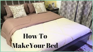 How To Make A Bed How To Put A Bed Sheet On A Bed [upl. by Salem]