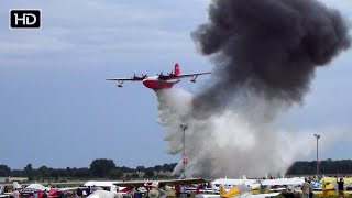 Martin Mars water bomber demo at the EAA AirVenture in Oshkosh [upl. by Nosnek241]