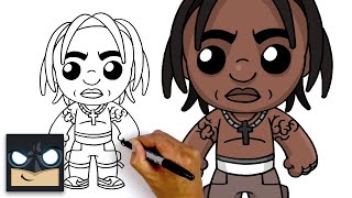 How to Draw Travis Scott  NEW FORTNITE SKIN [upl. by Sila]