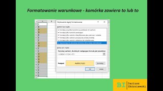 EXCEL  Formatowanie warunkowe i teksty zawierające różne wartości [upl. by Mariam]