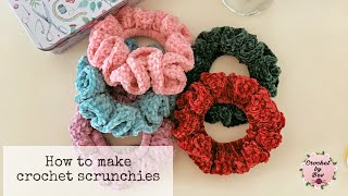 How to CROCHET SCRUNCHIES  Easy Beginner Tutorial [upl. by Akimit]