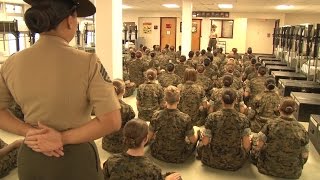 First Day Combat Training For Female US Marines  Forces TV [upl. by Haelem]