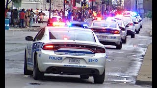 MASSIVE POLICE CONVOY  Loads of Police cars responding Code 3 with siren in Montreal [upl. by Pulcheria]