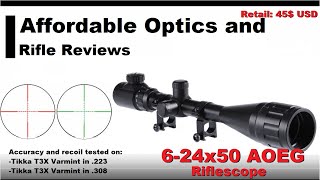 624x50 AOEG Riflescope review [upl. by Airdnat]