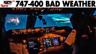 Piloting BOEING 747 during Thunderstorms  Cockpit Views [upl. by Vins]