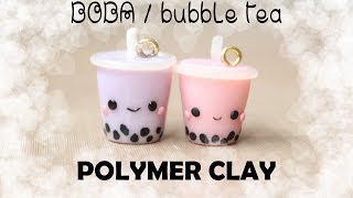 Boba  Bubble Tea Polymer Clay Charm Tutorial  sweetco0kiepie [upl. by Eseenaj]