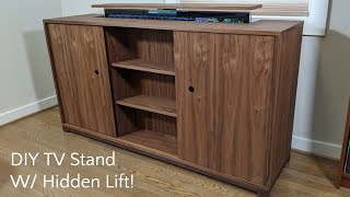 DIY TV Stand W HIDDEN TV LIFT  Nathan Builds [upl. by Wendelina85]