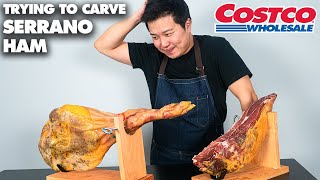 How to Carve Serrano Ham  Costco Serrano Ham Jamón ibérico Carving [upl. by Ramaj]