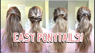 HOW TO EASY PONYTAILS FOR SUMMER MEDIUM amp LONG HAIRSTYLES [upl. by Htieh]