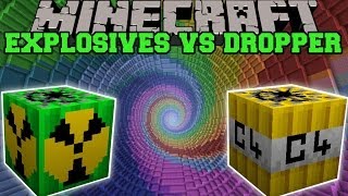 MORE EXPLOSIVES MOD VS THE DROPPER  Minecraft Mods Vs Maps Nukes Bombs C4 [upl. by Annelak686]