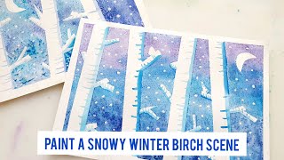 Snowy Winter Birch Trees Art Lesson For Kids [upl. by Drareg]