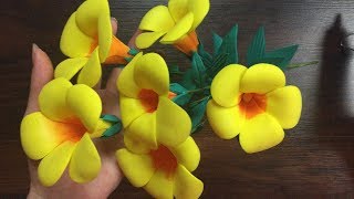 DIY How to make Allamanda cathartica flower with foam sheets  Cómo hacer flor de en foami [upl. by Yleak]