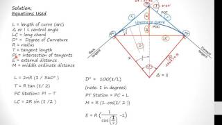 Horizontal Curve Calcs Circular Curve Elements 1 [upl. by Notnats]