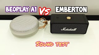 Bang amp Olufsen BeoPlay A1 Vs Marshall Emberton Compact Portable Speakers  Sound Test [upl. by Neiviv567]