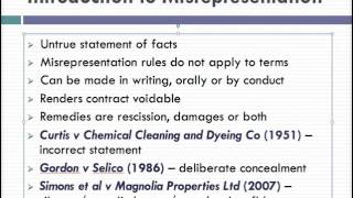 Misrepresentation Lecture 1 of 4 [upl. by Nanaek218]