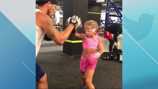 Young girl does incredible blindfolded boxing routine  ESPN [upl. by Itsa]