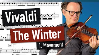 A Vivaldi  Winter 1 Movement  The Four Seasons  violin sheet music  piano accompaniment [upl. by Linnette]