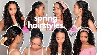 10 EASY HairStyles for Curly Hair  SPRING 2021 ✨ [upl. by Dnomad]