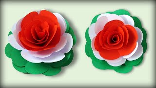 DIY Tricolor Paper Flower Making  Republic Day Craft  Independence Day Craft [upl. by Lee]