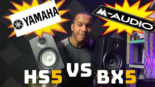 MAudio BX5 VS Yamaha HS5  5 Track Studio Monitor Comparison and Review [upl. by Conard]