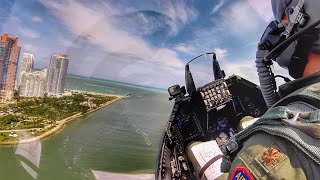 F16 Over the Shoulder Cockpit View  Airshow over South Beach Miami  Cockpit Audio [upl. by Hercule910]