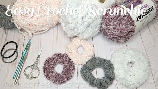 EASY CROCHET DIY Scrunchie  BEGINNER TUTORIAL [upl. by Arodoeht65]