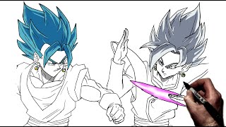 How To Draw Vegito vs Zamasu  Step By Step  Dragonball [upl. by Sudnac341]